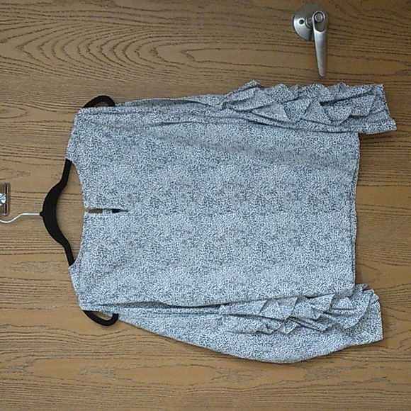 A New Day White and Black Cut Out Ruffle Sleeve Blouse - Picture 2 of 7